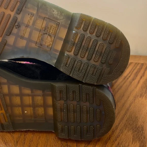 Custom Dr Martens Castel Boots Pink & Gray Plaid Wool Custom Pink Laces Size 10 - Picture 9 of 15